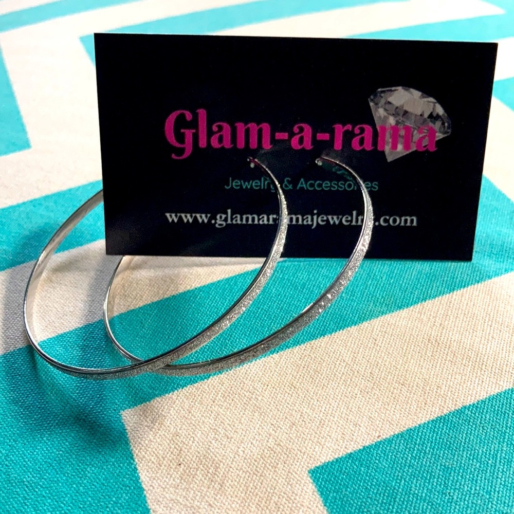 Silver Sparkle Hoop Earrings